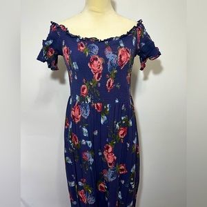 Xhilaration, Floral Off Shoulder Midi Dress, L
